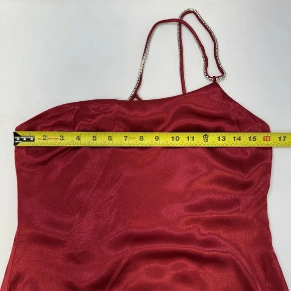 NEW For Love And Lemons Elora Midi Slip Dress Red M Evening Party Slit Holiday - Picture 14 of 16